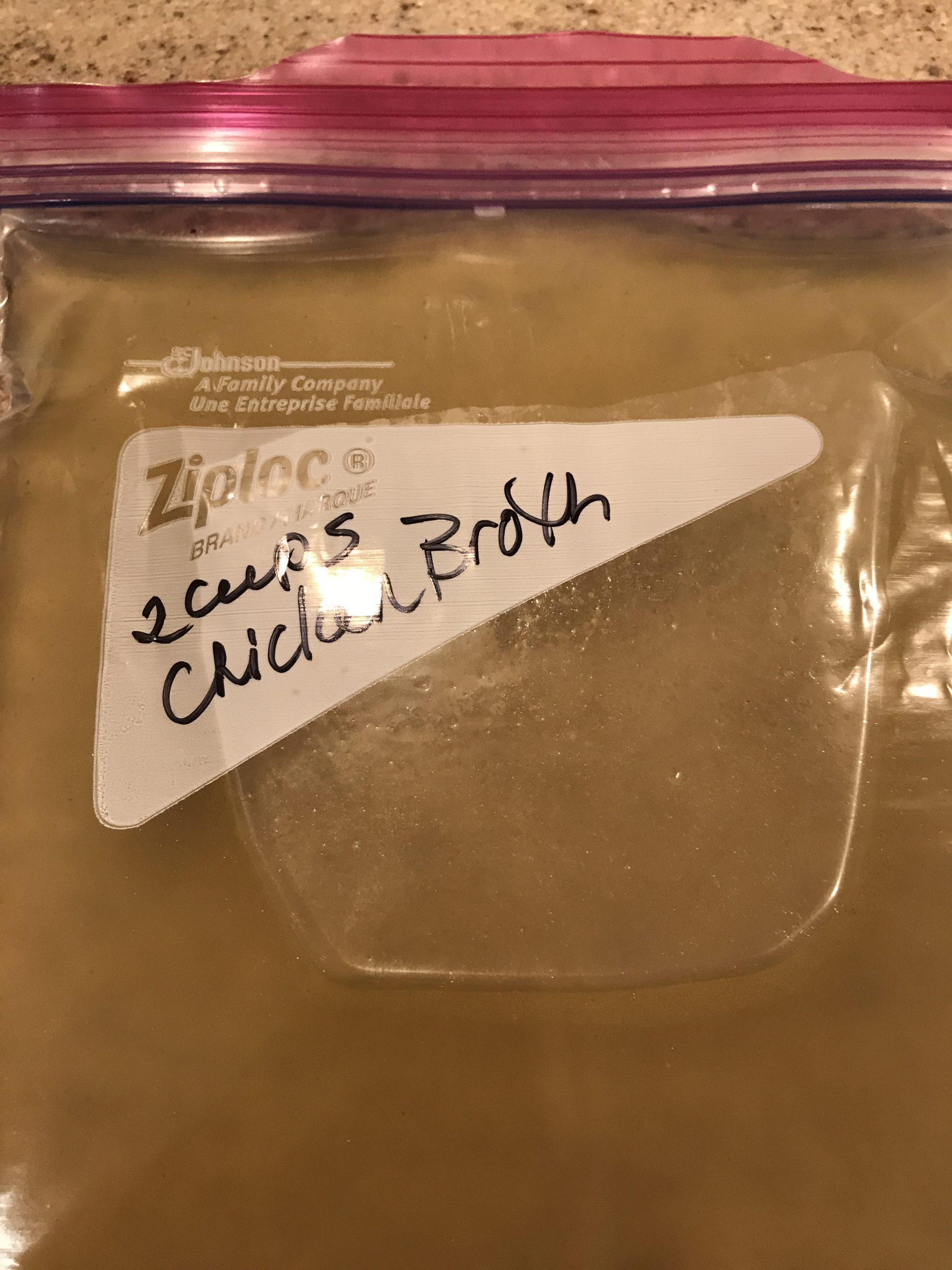 Individual bags of chicken broth