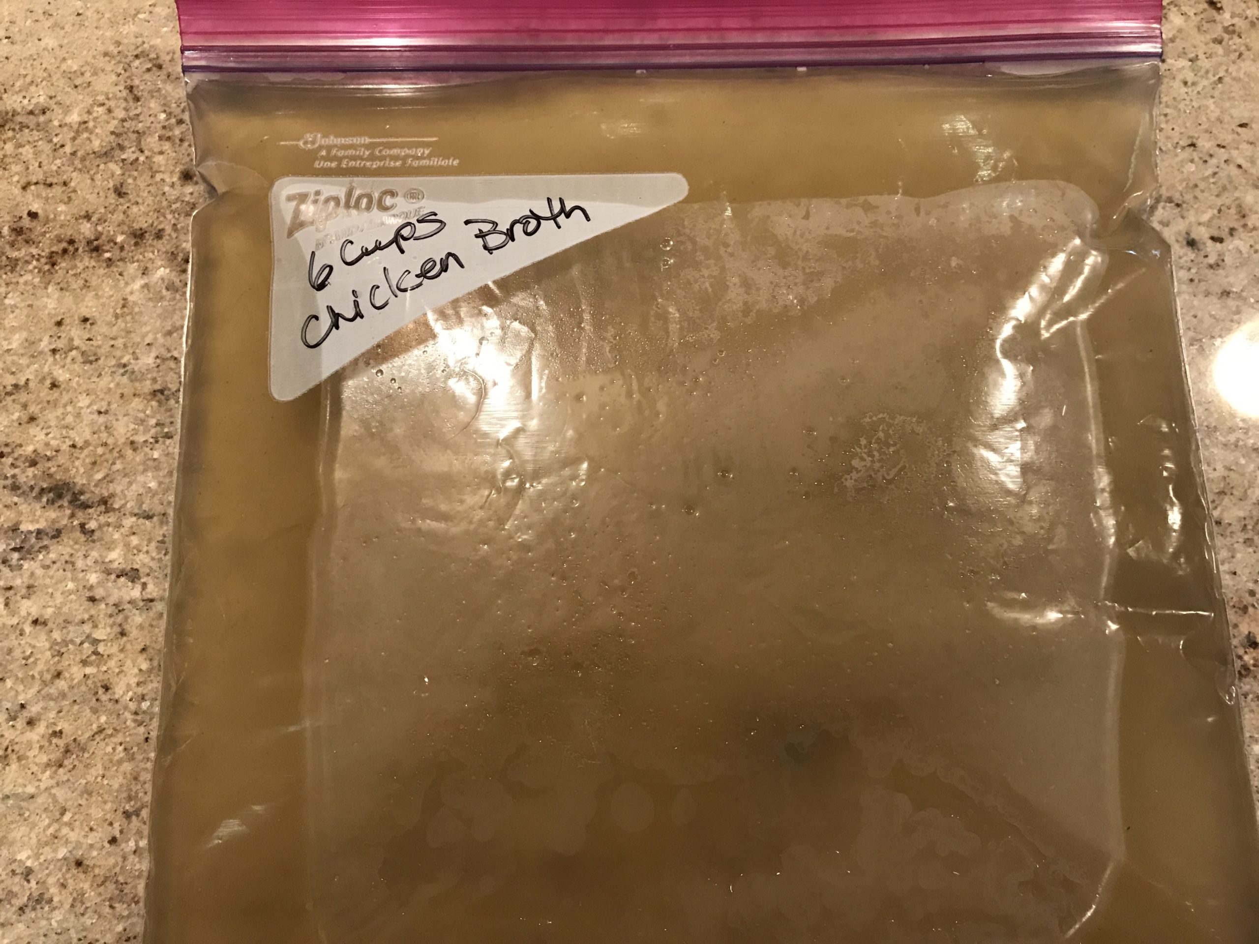 Individual bags of chicken broth