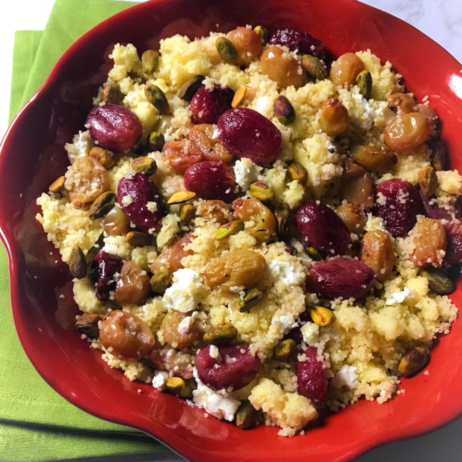 Roasted Grape and Goat Cheese Couscous Salad