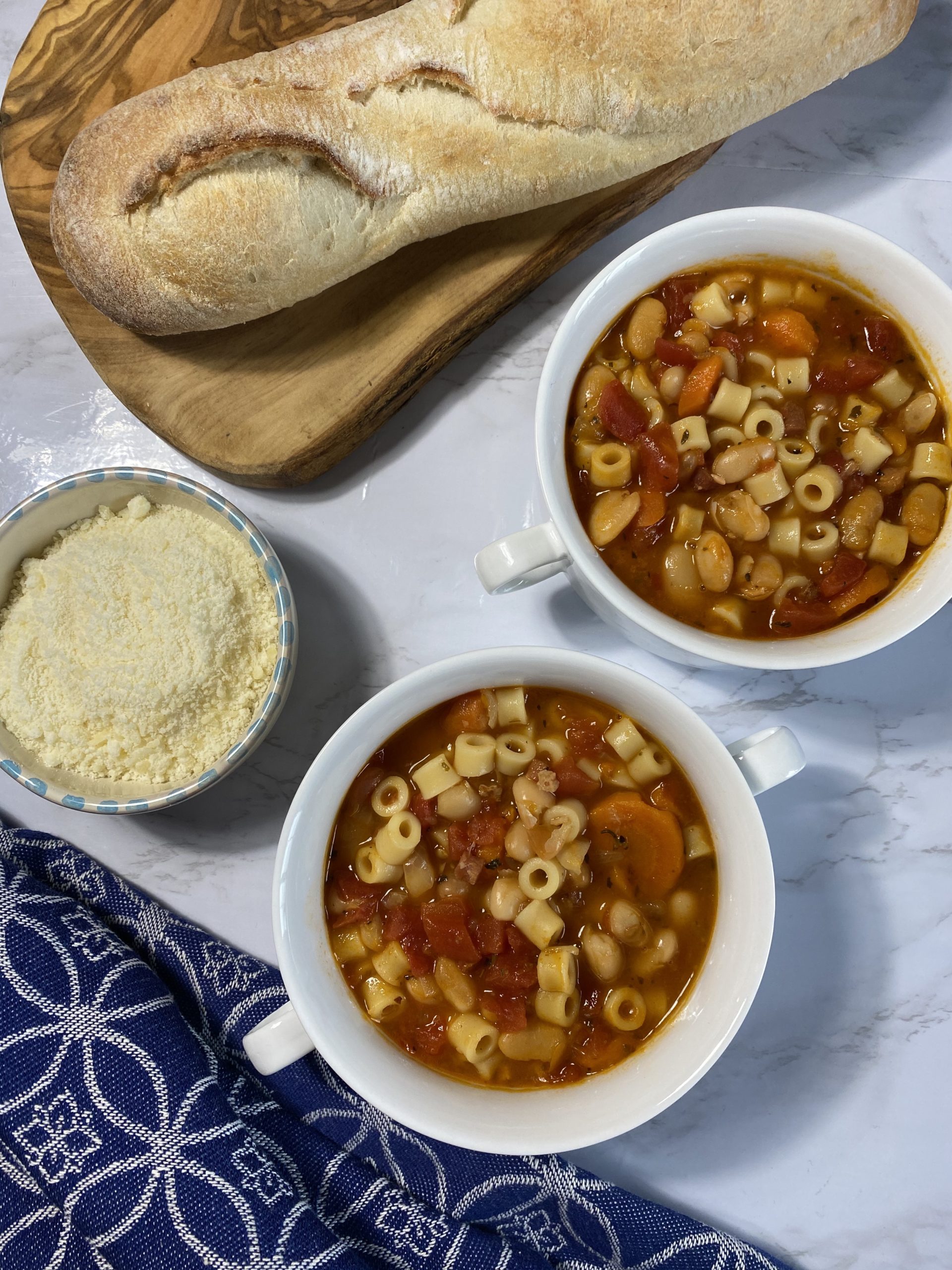 Bowls of Pasta Fagioli Soup