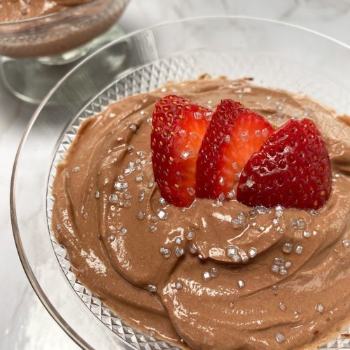 A dish of dark chocolate orange mousse