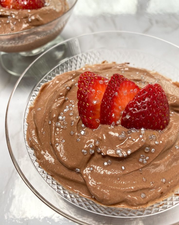 A dish of dark chocolate orange mousse