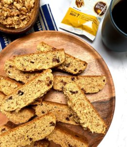 A plate of banana walnut biscotti