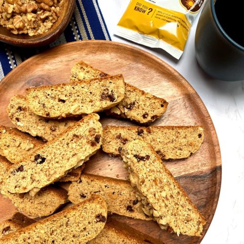 A plate of banana walnut biscotti