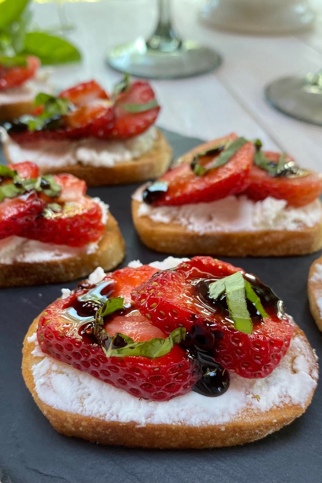 Strawberry Crostini with Balsamic Glaze and Basil