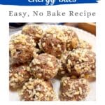 A plate filled with energy bites made with almond butter, blueberries and oats