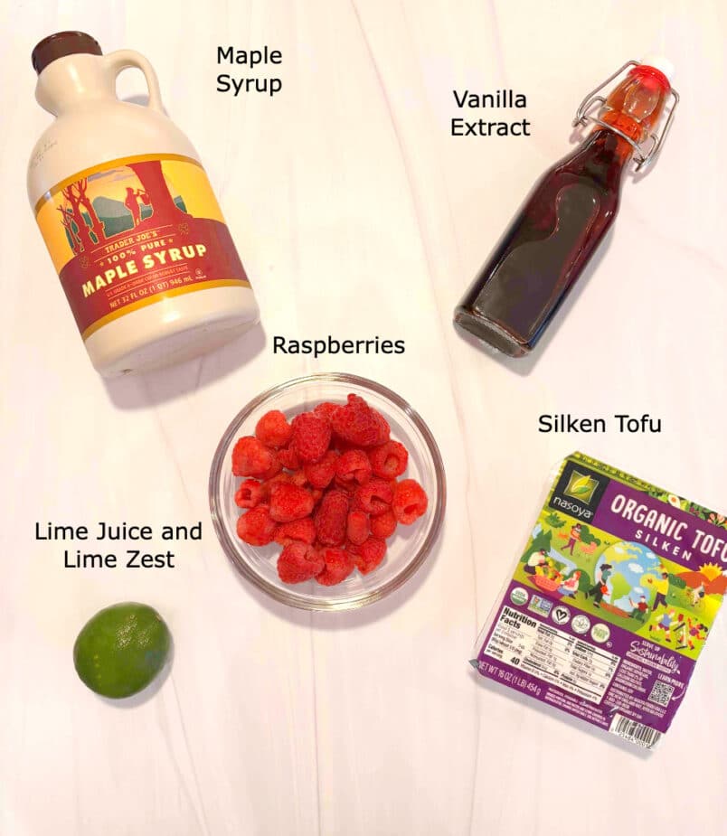 Ingredients to Make Raspberry Silken Tofu Mousse
