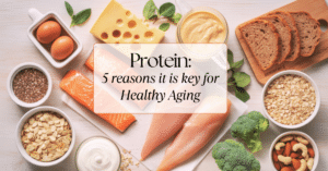 A white counter filled with high protein foods.