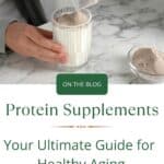 Someone adding protein supplements to a glass of milk