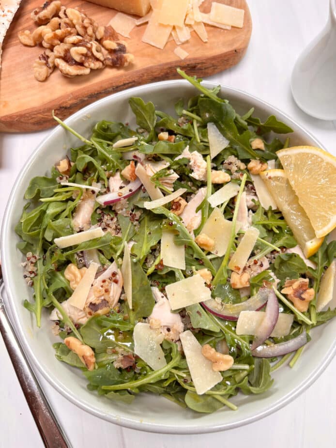 Lemon Chicken Arugula Salad Bowl